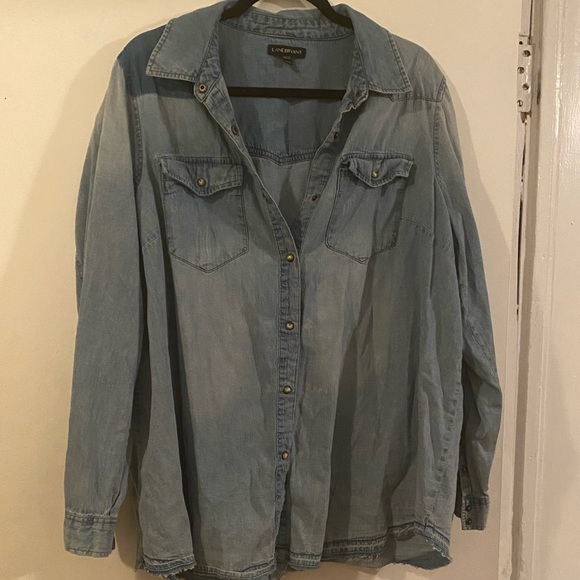 Lane Bryant Tops - Lane Bryant 18/20 Distressed Jean Shirt